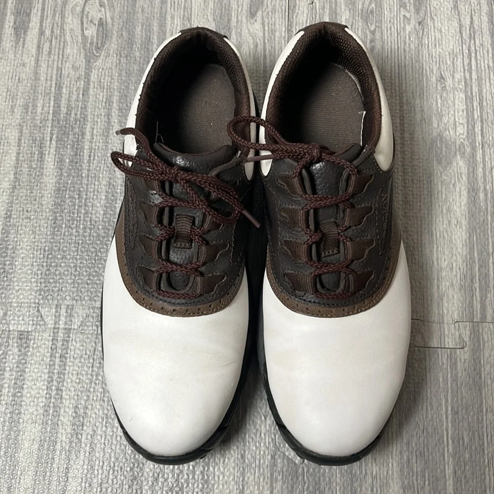 FootJoy Brown & White Flexzone Golf Shoes, Size 8M 45402